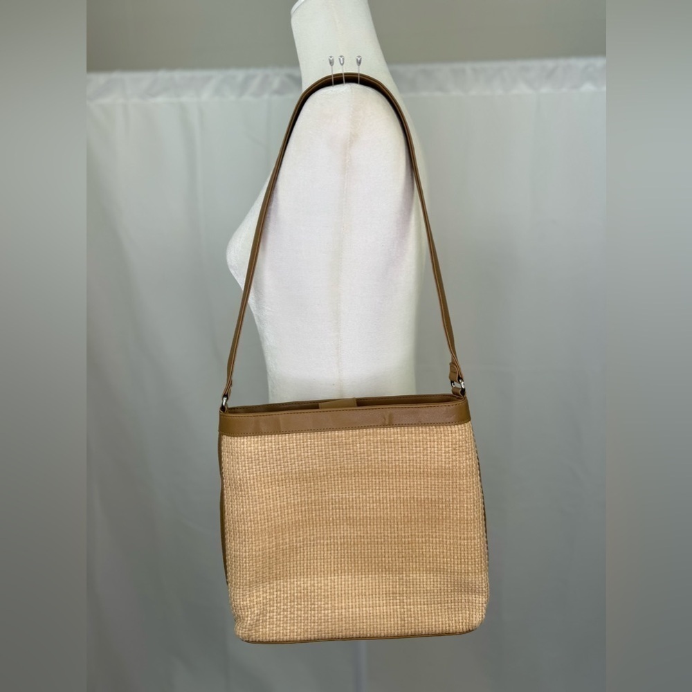 Vintage Fossil Woven & Faux Leather Shoulder Bag